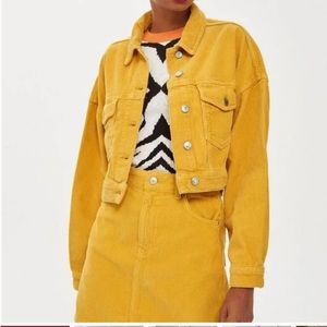 Topshop Mustard Yellow Corduroy Cropped Trucker Jacket